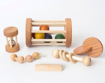 Montessori Baby Set of 6 Toys -- Montessori Infant Set -- Motor Development Set