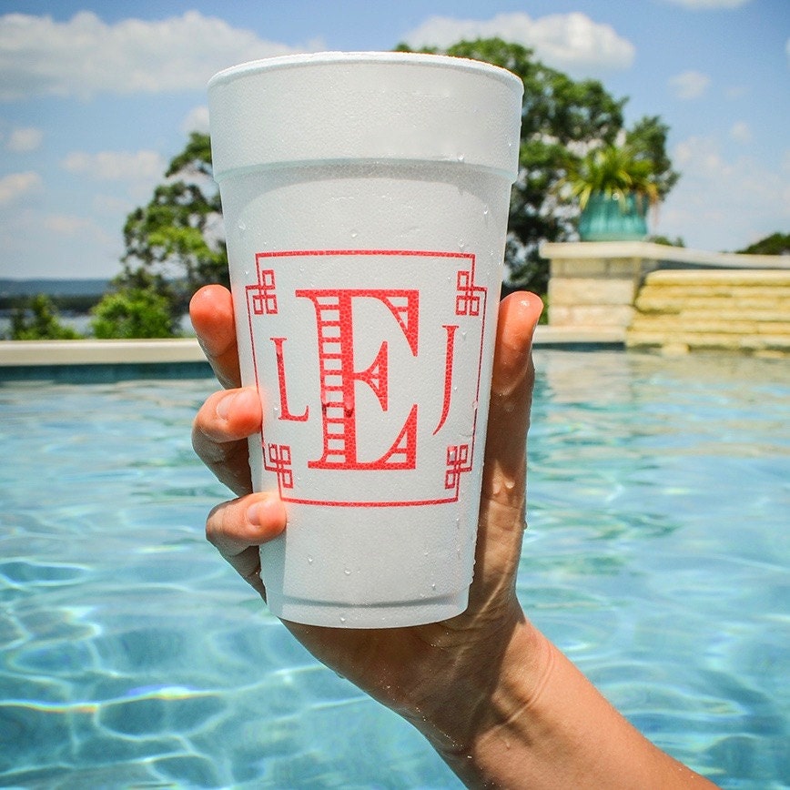 Personalized Monogram Styrofoam Cups Foam Party Cups Custom