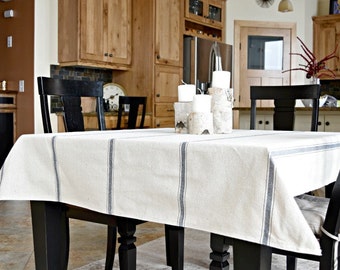 Dining Room Table Linens modern table linens dining room beach with area rug baseboards chandelier Farmhouse Tablecloth Linens Grainsack Fabric French Farmhouse Blue Stripe Fabric Table Dining Room Table Linens sunnyrain 7 piece lace luxury round table cloth set tablecloth chair cover for dining room Farmhouse Tablecloth Linens Grainsack Fabric French Farmhouse Blue Stripe Fabric Table