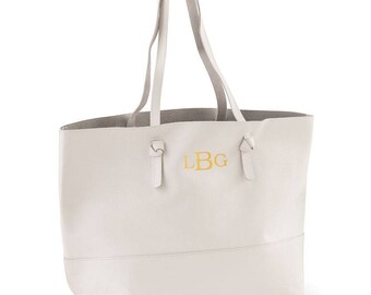 Monogrammed Genuine Leather Tote