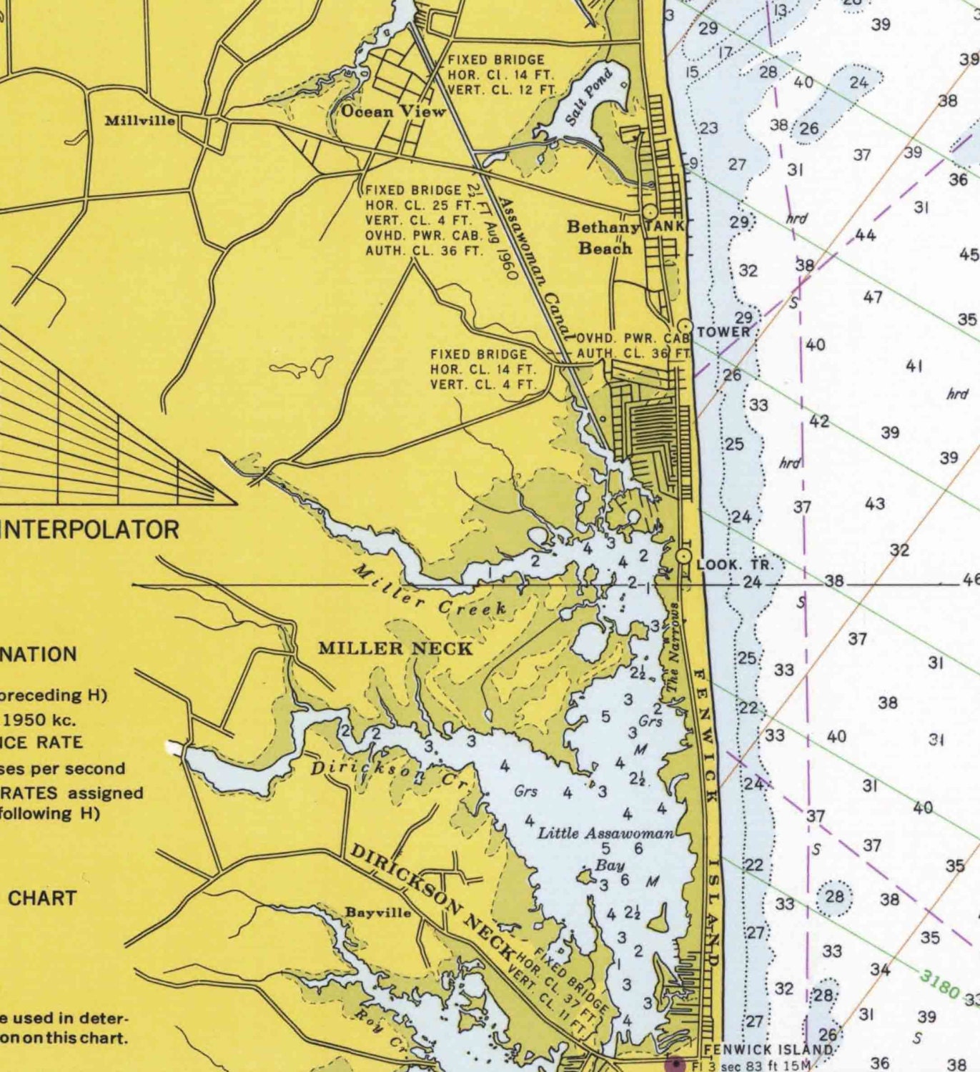 Cape May to Fenwick Island Light 1967 Nautical Map Reprint