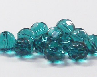 Faceted Round Glass Beads in Teal Blue 12 MM (14)