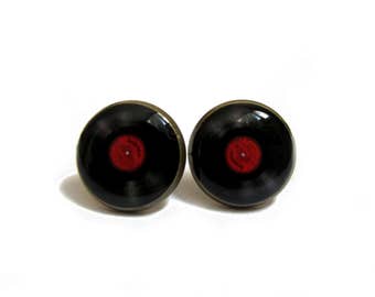 VINYL RECORD - Vinyl earrings - Musician Gift - Vintage Vinyl Studs - DJ Earrings - Music Earrings - Music Jewelry - Gift for music lover