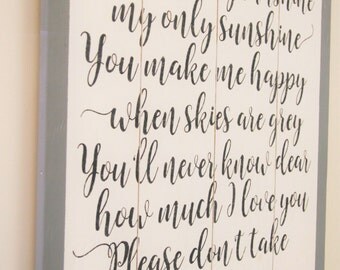 You Are My Sunshine Wood Sign Nursery Wall Art Boys Nursery Girls Nursery Vintage Nursery Above Crib Sign Nursery Wall Decor New Baby