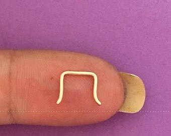 Septum Retainer 18 gauge, 6mm, Squared Staple with Flare, 6mm long in Rose Gold Filled, Gold filled, Sterling Silver, Solid 14k Gold