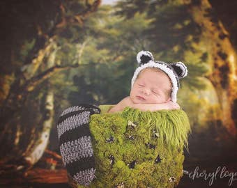 Newborn Raccoon bonnet set Photography prop