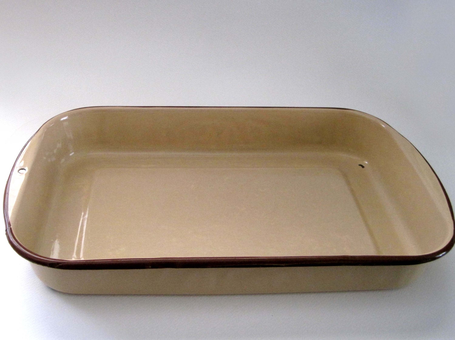 Tan Enamelware Pan Baking Pan 15 x 9 inches Baking Pan