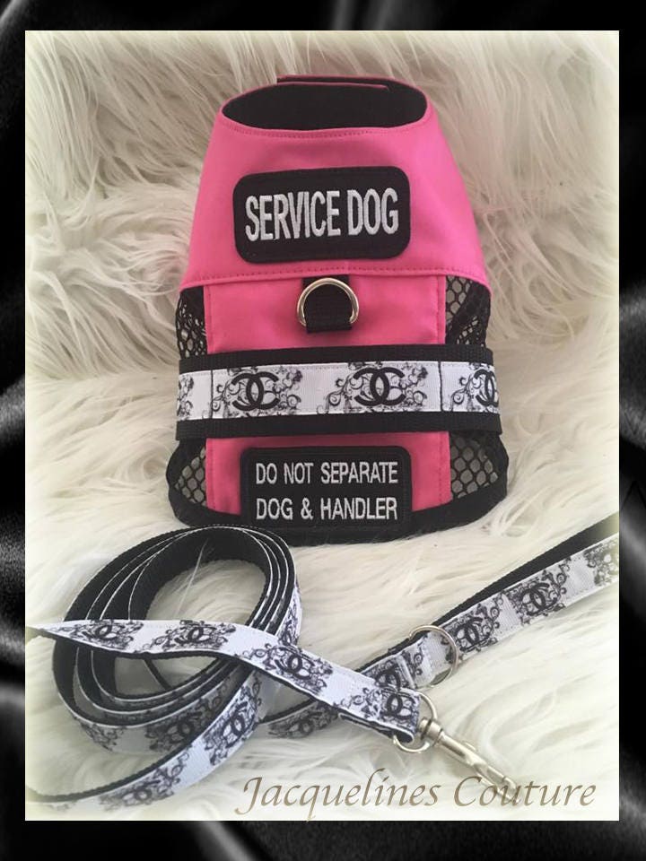 Dog Service Vest / Therapy / Pink / XSMALL / includes Leash