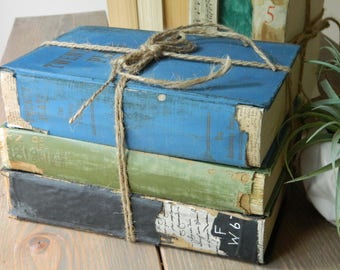 Old Book Bundle, 3 Decorative Books, Vintage Book Set, Old Book Decor