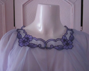 1950s Sheer Lavender Nylon Nightgown by "Gotham Lingerie," Size S