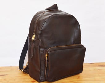 Sac à dos en cuir marron / Chic et pratique / 100% cuir