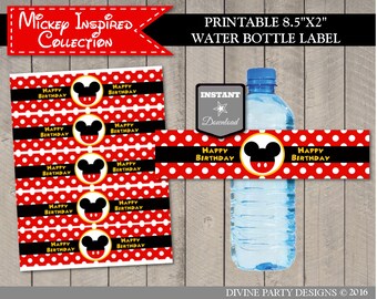INSTANT DOWNLOAD Printable Classic Mouse Happy Birthday Water Bottle Labels / Wrappers / Classic Mouse Collection / Item #1598