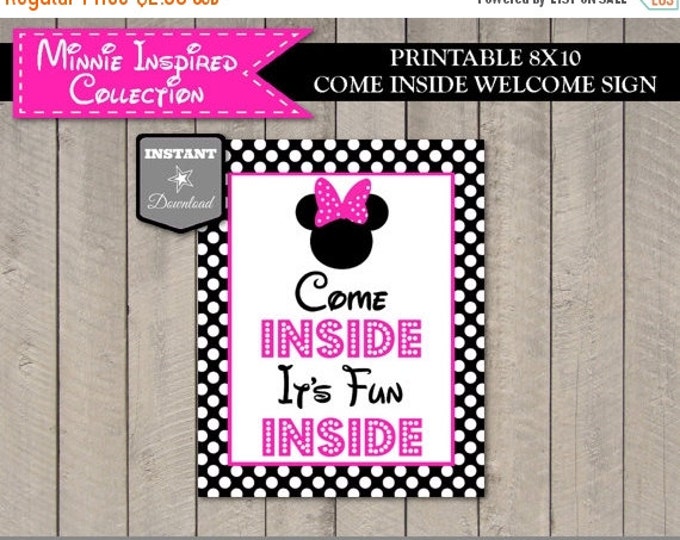 SALE INSTANT DOWNLOAD Hot Pink Mouse 8x10 Come Inside Welcome Printable Party Sign/ Hot Pink Mouse Collection / Item #1714