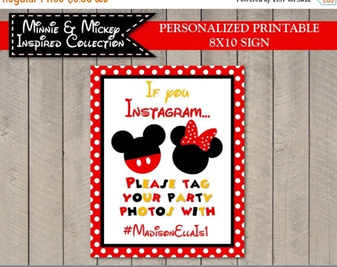 SALE PERSONALIZED Girl and Boy Mouse 8x10 Instagram Sign / Includes Your Hashtag / G&B Mouse Collection / Item #2139