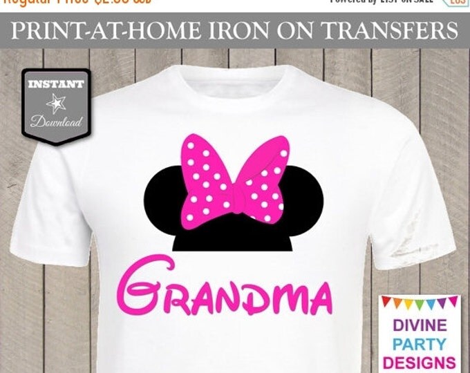 SALE INSTANT DOWNLOAD Print at Home Hot Pink Mouse Grandma Printable Iron On Transfer / T-shirt / Family Trip / Party / Item #2365