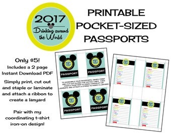 PRINTABLE Epcot Drinking Around the World Passport-Pocket Size PDF