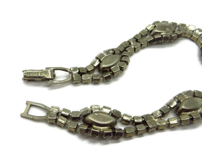 Vintage Weiss Signed Double Row Chaton Marquise Rhinestone Bracelet