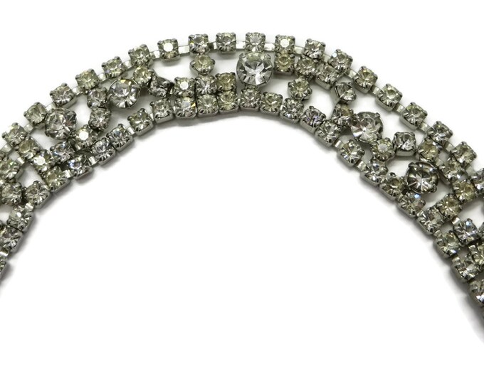 Signed KRAMER Rhinestone Bracelet | Vintage Multi-Row Crystal Rhinestone Link Bracelet | Bridal Jewelry