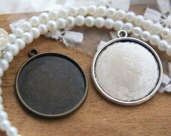 25mm circle photo glass cabochon pendant trays 1 inch glass tiles base cabochon boards Retro antique bronze up to 20% off PTR25-A1229