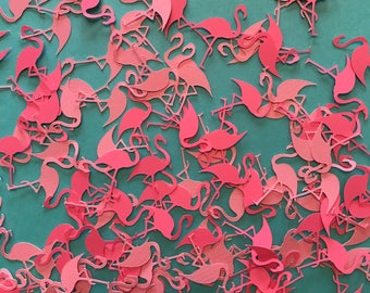 Pink Flamingo Confetti,125 Lets Flamingle, Aloha, Flamingo bachelorette , Double Sided Color Flamingos, bachelorette flamingo confetti