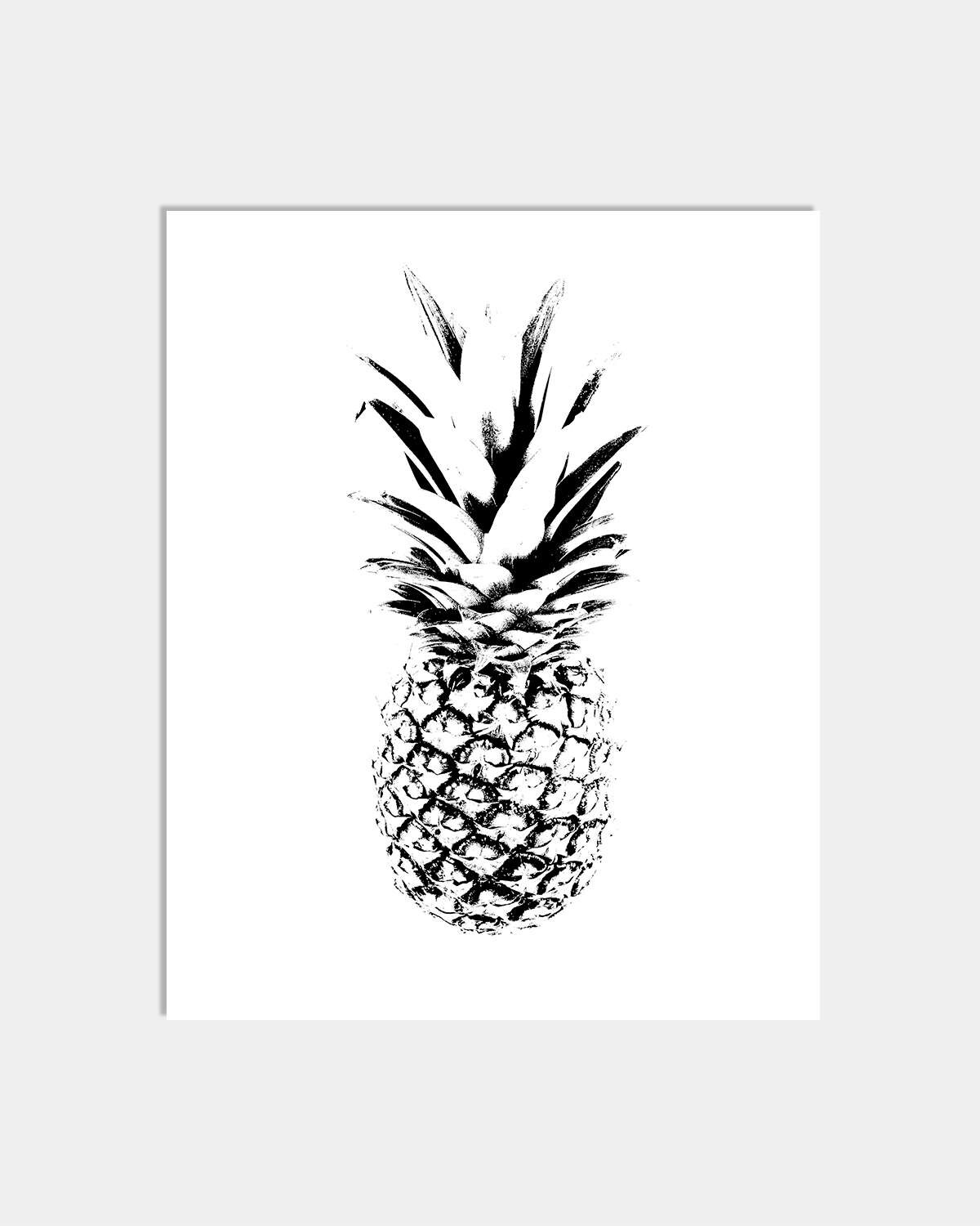 Pineapple Print Black &amp; White Pineapple Print Kitchen Art
