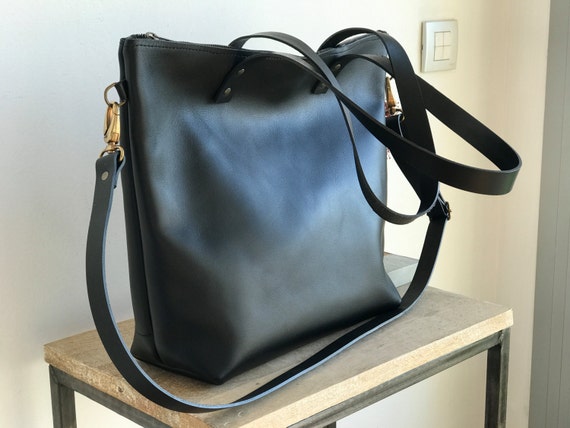 large black shoulder bag with zip