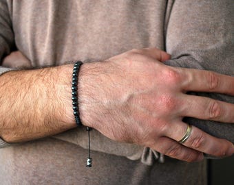 Hematite bracelet men, mens bracelet. Beaded bracelet men, gift for him, healing bracelet men. Hematite for him, hematite bracelet