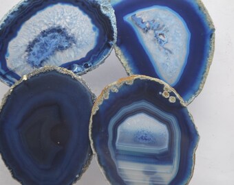 NEW!! Large size Blue Brazilian Agate Slice with NO HOLE for Coasters