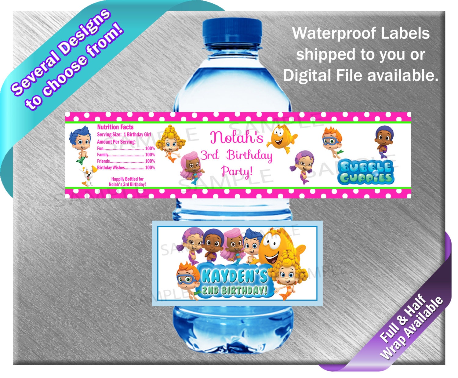 Bubble Guppies Water Bottle Labels PRINTED OR FILE