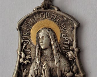 Gorgeous Old Religious Medal Virgin Mary