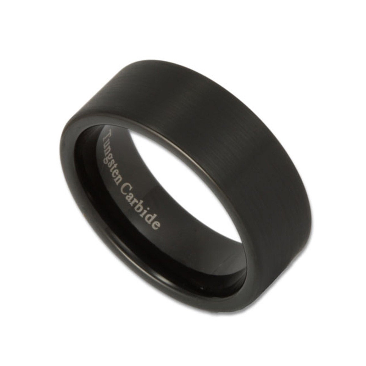 8MM Wide Black Tungsten Band Mens Wedding Ring Personalized