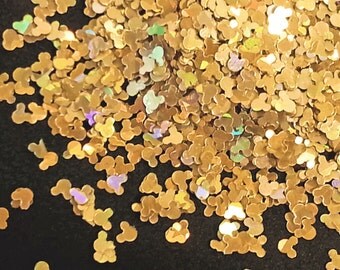 solvent-resistant glitter shapes-gold hologram mickey mouse