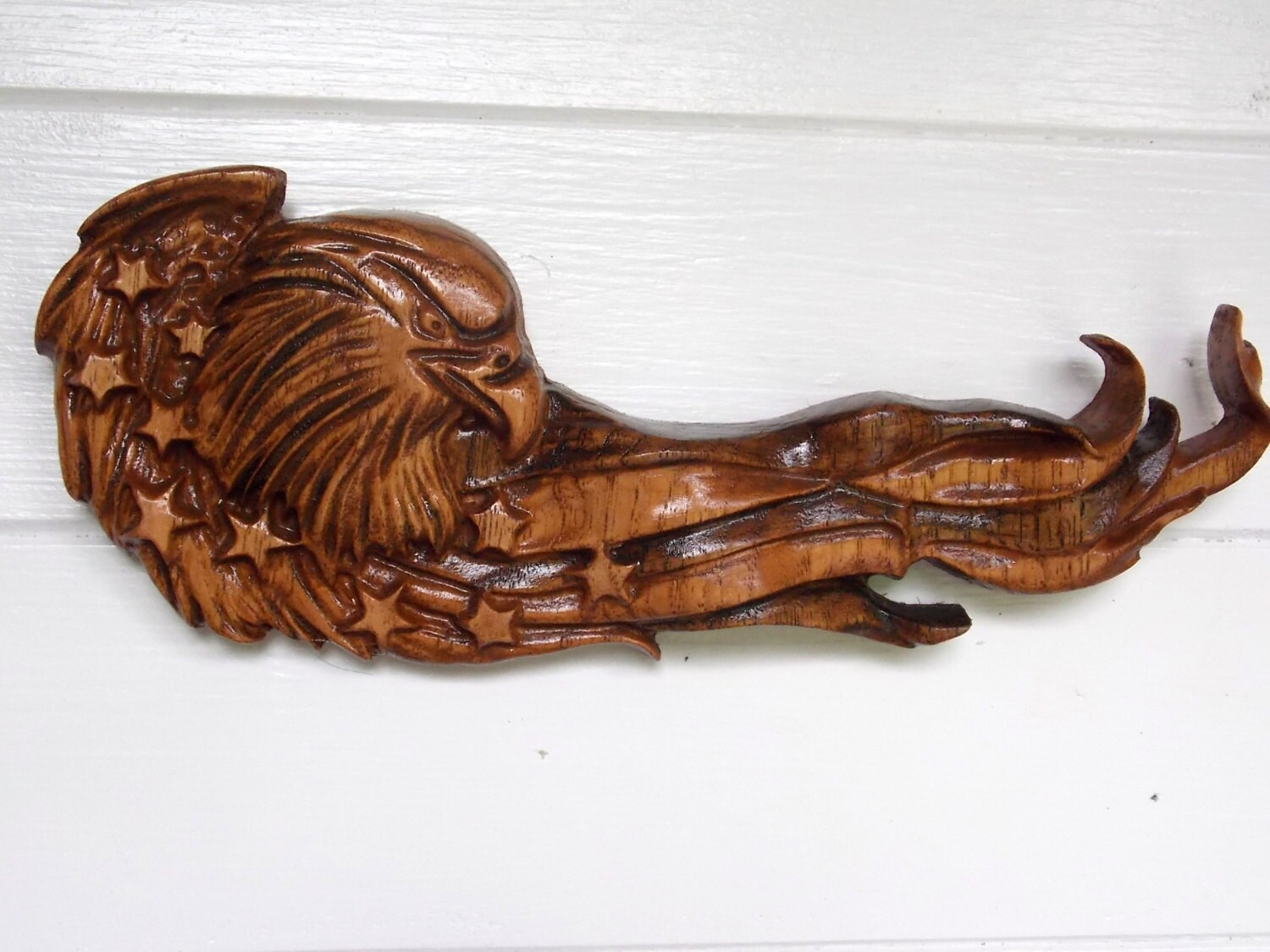 American Bald Eagle Eagle American Flag WOOD WALL ART