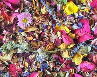 Random Mix 100% Natural Dried Flower Petals Biodegradable Confetti Rose Delphinium Lavender Multicoloured Pot Pourri Home Fragrance