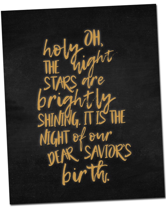 Items similar to Oh Holy Night - gold font- Wall art - instant digital ...