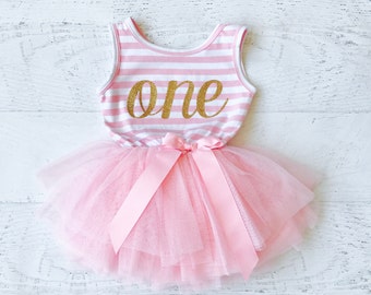 First Birthday Outfit Girl, Tutu Dress, Pink and Gold First Birthday Outfit, Girls First Birthday Outfit, Tutu, Pink Tutu, Pink and Gold