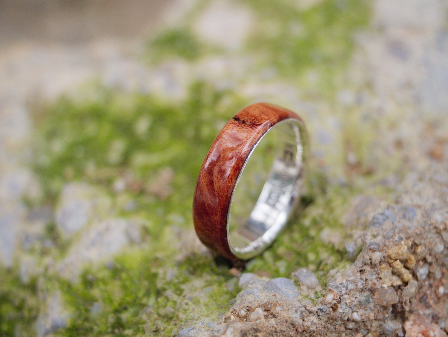Briar Root Wood and Silver Sterling Ring Man Ring Wood