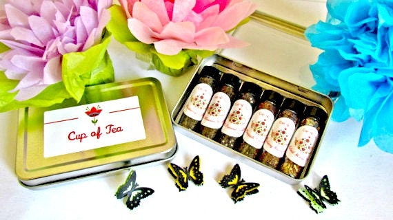 Tea Gift Set Collection of Exotic Herbal Tropical blends for DIY tea party. Hostess Summer Brunch gift Basket idea, Mom Dad Tea Lover Il_570xn