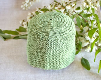 Newborn Beanie Hat, Crochet Baby Beanie Hat, Summer hat for baby, Green Crochet Beanie Hat, Newborn Prop, Photography Prop, Gender Newtral