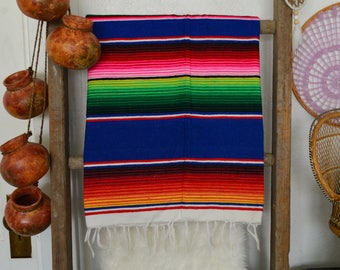 Bohemian Throw • Vintage Neon Mexican Blanket