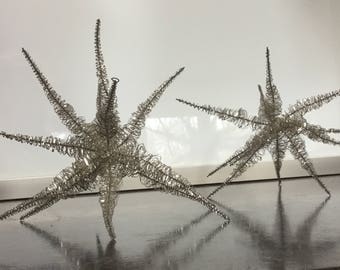 mid century modern atomic silver wrapped wire Christmas ornament tree topper