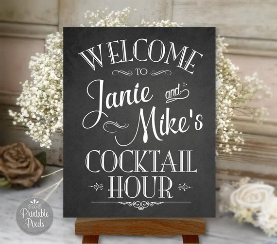 Printable Cocktail Hour Sign Chalkboard Style