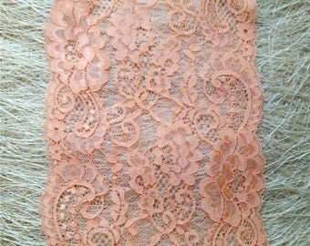 Coral Stretch lace, Lingerie lace, wide elastic lace trim, lace tube top, lace Bandeau Bra, lace tops, by the yards