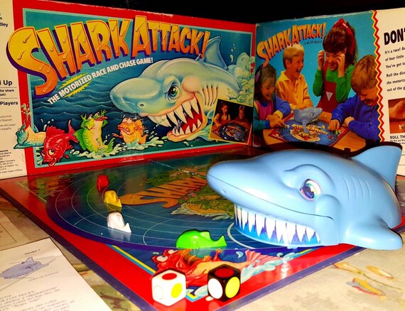 Vintage SHARK ATTACK Board Game 1988 The Motorized Race And Vintage SHARK ATTACK Board Game 1988 The Motorized Race And