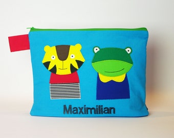 Diaper bag/cosmetic bag "Tiger and frog"