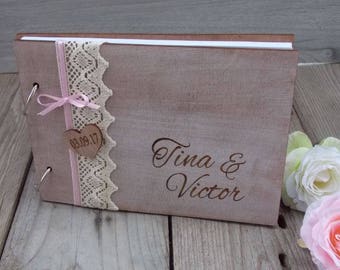 Guest book 'beech heart' - Hochzeit, Wedding, wedding decoration, wedding accessoires, wintage
