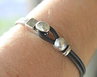 MENS LEATHER Bracelet, Mens bracelets,Bracelet for men, ETSY men jewelry, multistrand bracelet, bracciale uomo,brown leather, Gift idea.