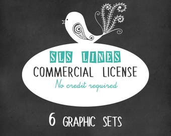 Limited commercial license for no credit required, six clipart sets only, by SLS Lines