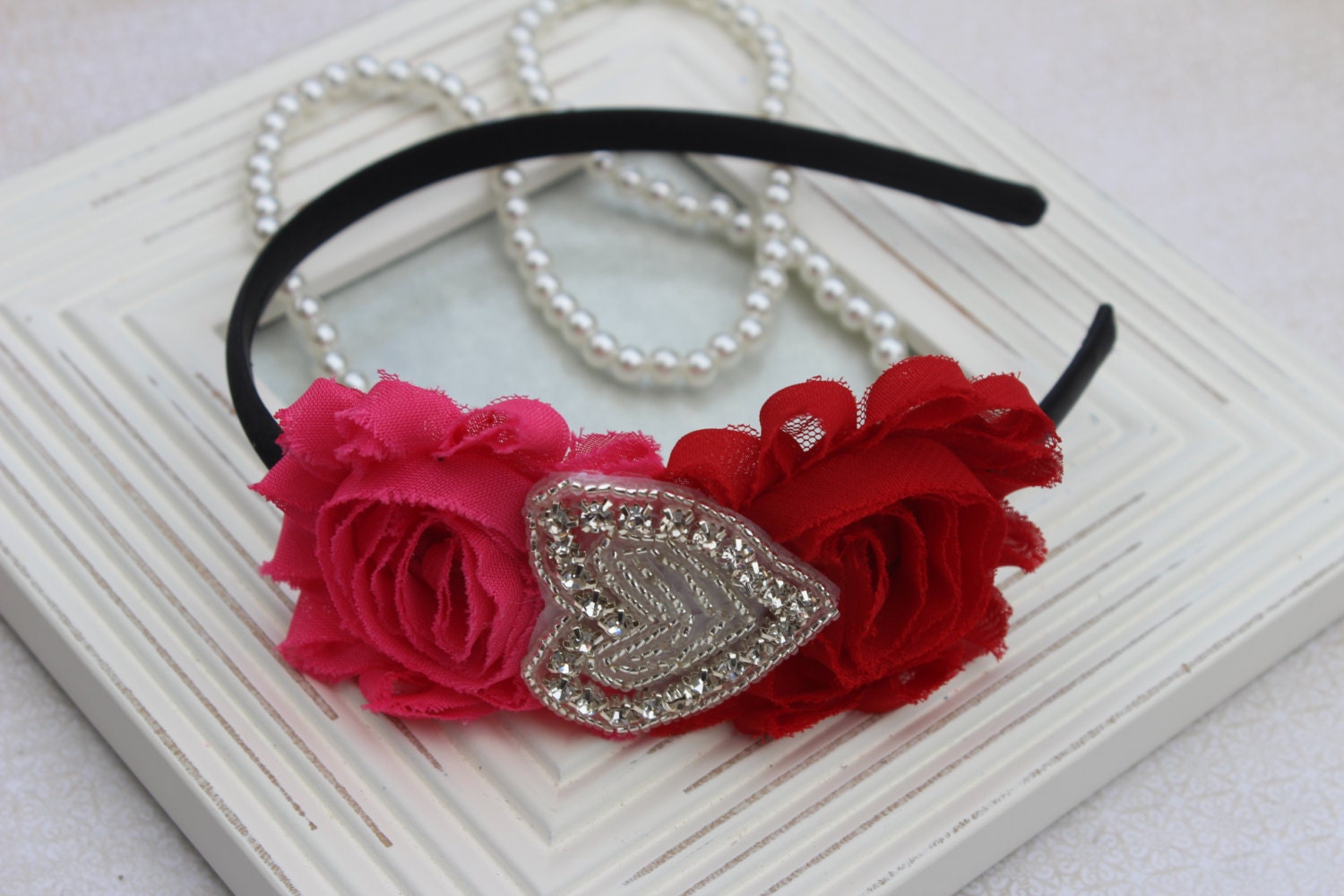 SALE Valentines Headbands Heart Headband Rhinestone