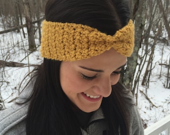 NEW COLORS! Cinched Crochet Winter Headband / Crochet Winter Earwarmer / Winter Headband / Crochet headband / Head Wrap / Stocking Stuffer